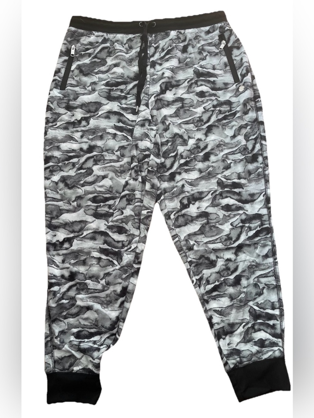 Jones New York Black & Gray Camo Print Jogger Pants